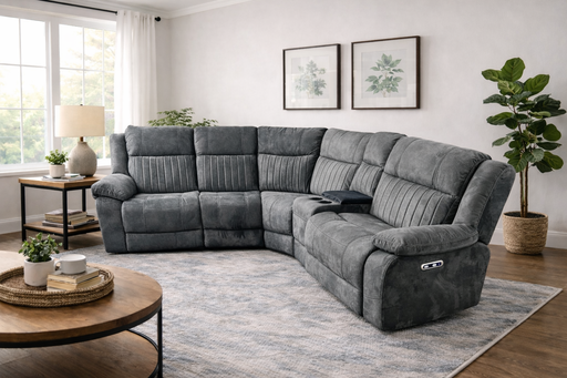 Rose Charcoal 2+1 E-Recliner Corner Sofa (Additional Consoles and Seats)