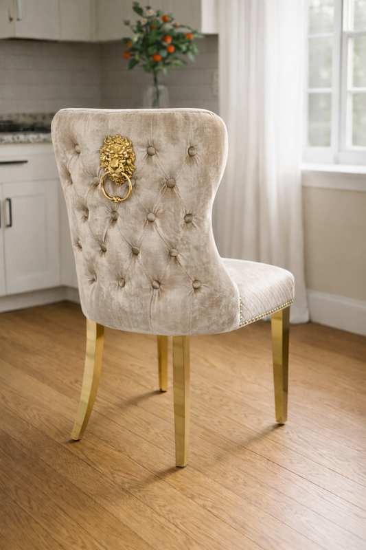 G-Lewis Mink Chair (Lion Knocker/Gold Legs)
