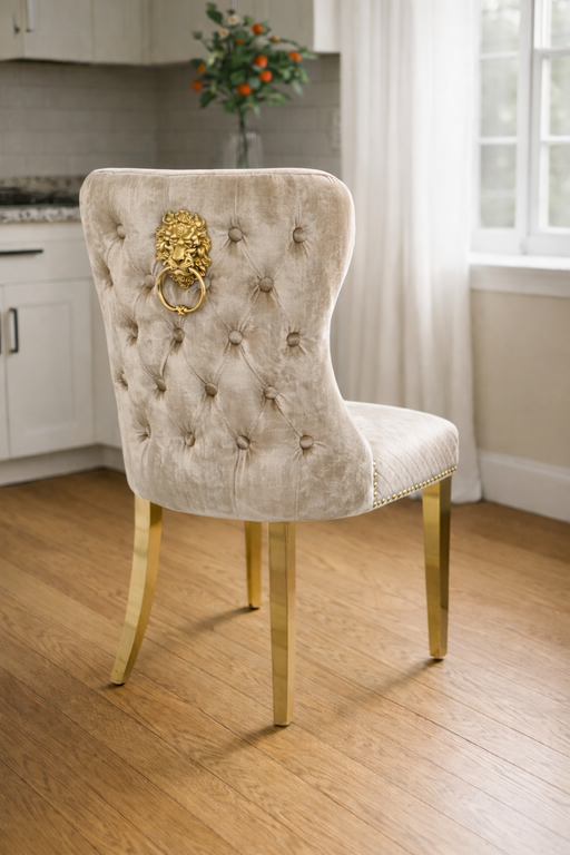 G-Lewis Mink Chair (Lion Knocker/Gold Legs)