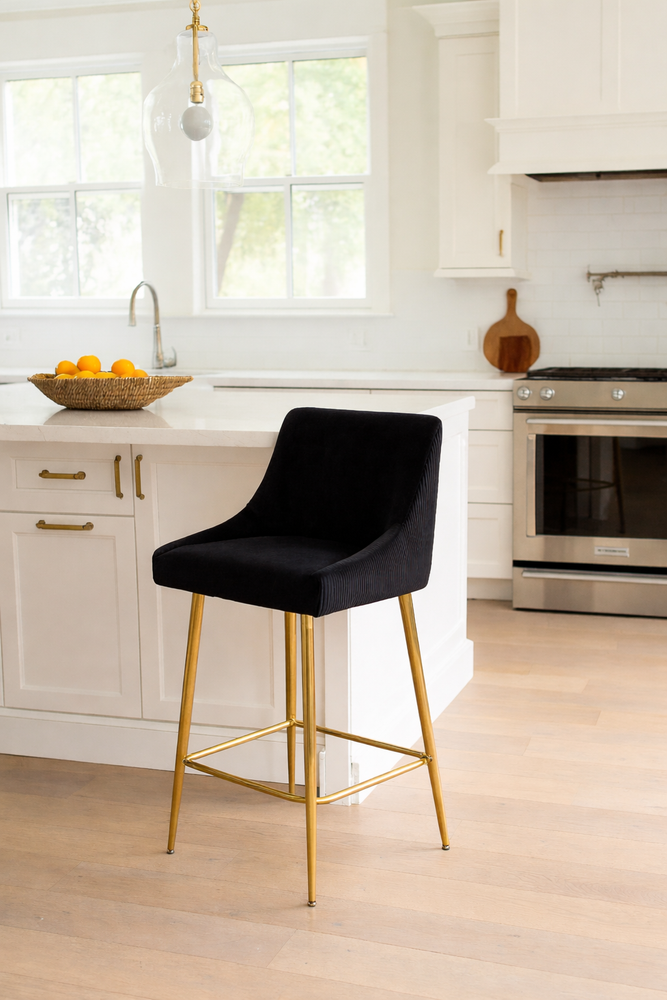 G-Milan Black Stool (Gold Legs)