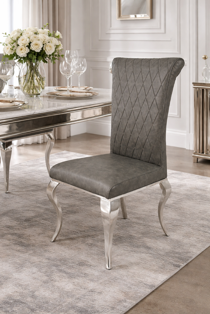 London PU Dark Grey Chair (Chrome Legs)