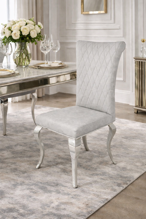 London PU Light Grey Chair (Chrome Legs)