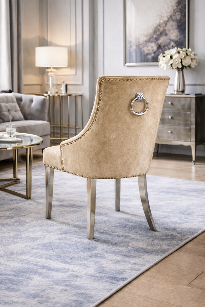 Jessica Mink Chair (Ring Knocker/Chrome Legs)