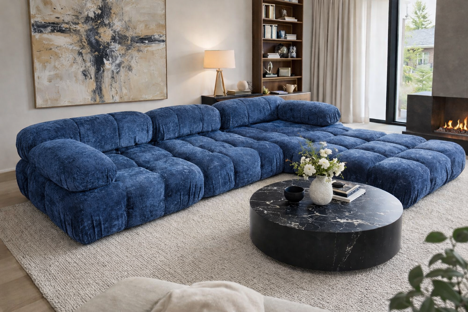 Milan Blue Compression Sofa