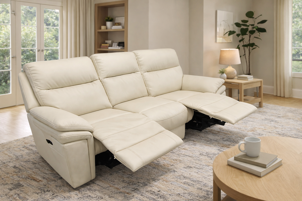 Montana Ivory 3 Seat Recliner Sofa
