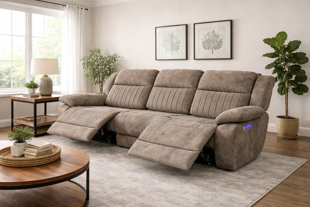 Rose Brown 3 Seater E-Recliner Sofa