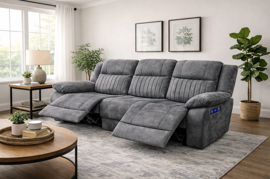 Rose Charcoal 3 Seater E-Recliner Sofa