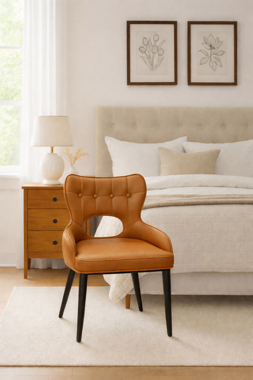 Marbella PU Camel Chair (Black Legs)