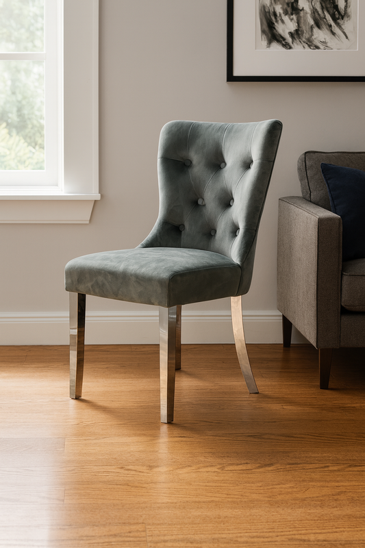 Bentley Dark Grey Chair (Chrome Legs)