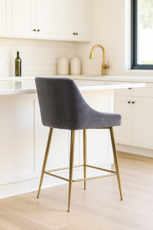 G-Milan Dark Grey Stool  (Gold Legs)