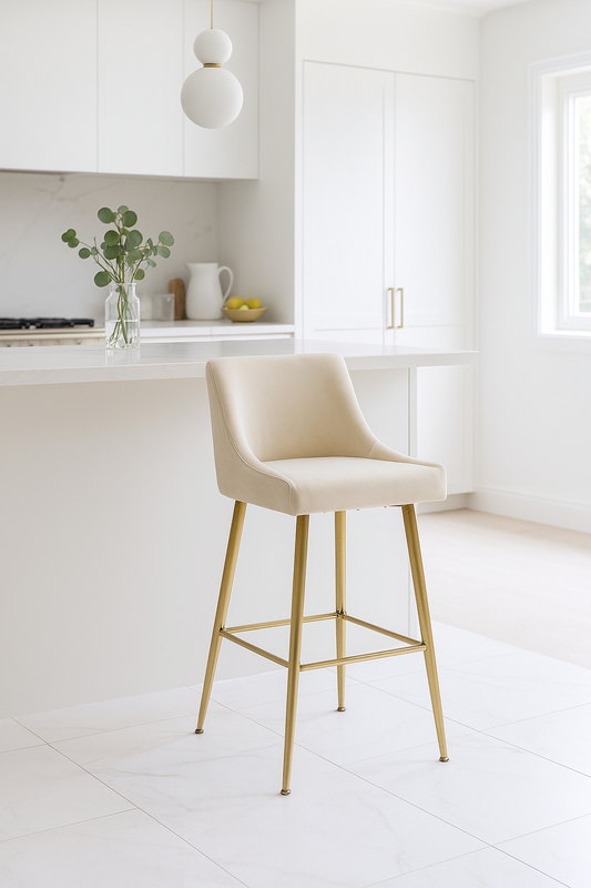 G-Milan Ivory Stool (Gold Legs)
