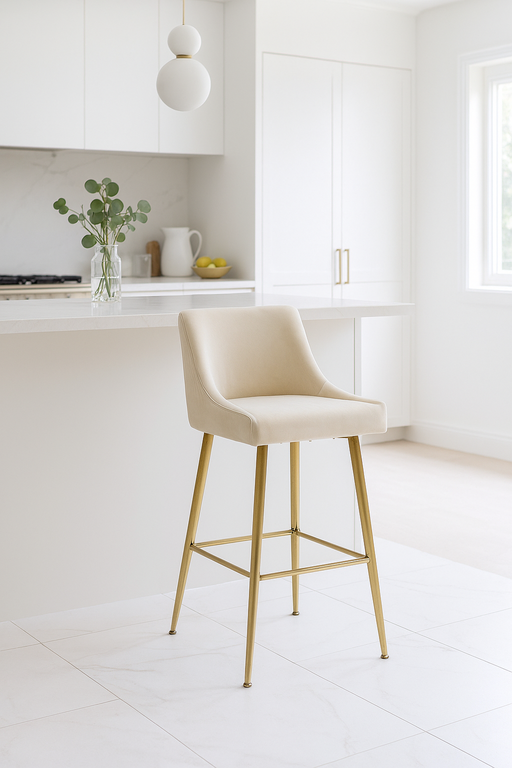 G-Milan Ivory Stool  (Gold Legs)