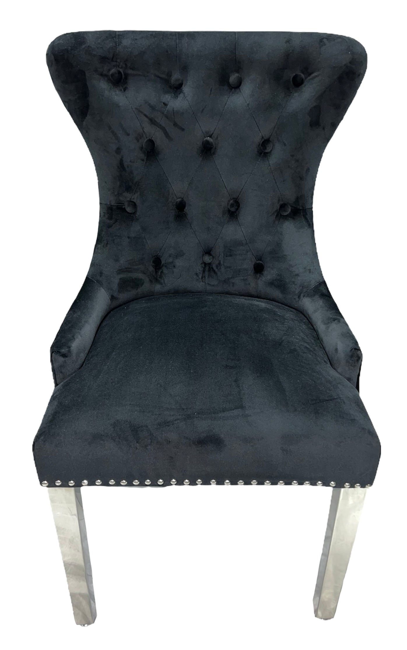 Chelsea Black Chair (Ring Knocker/Chrome Legs)