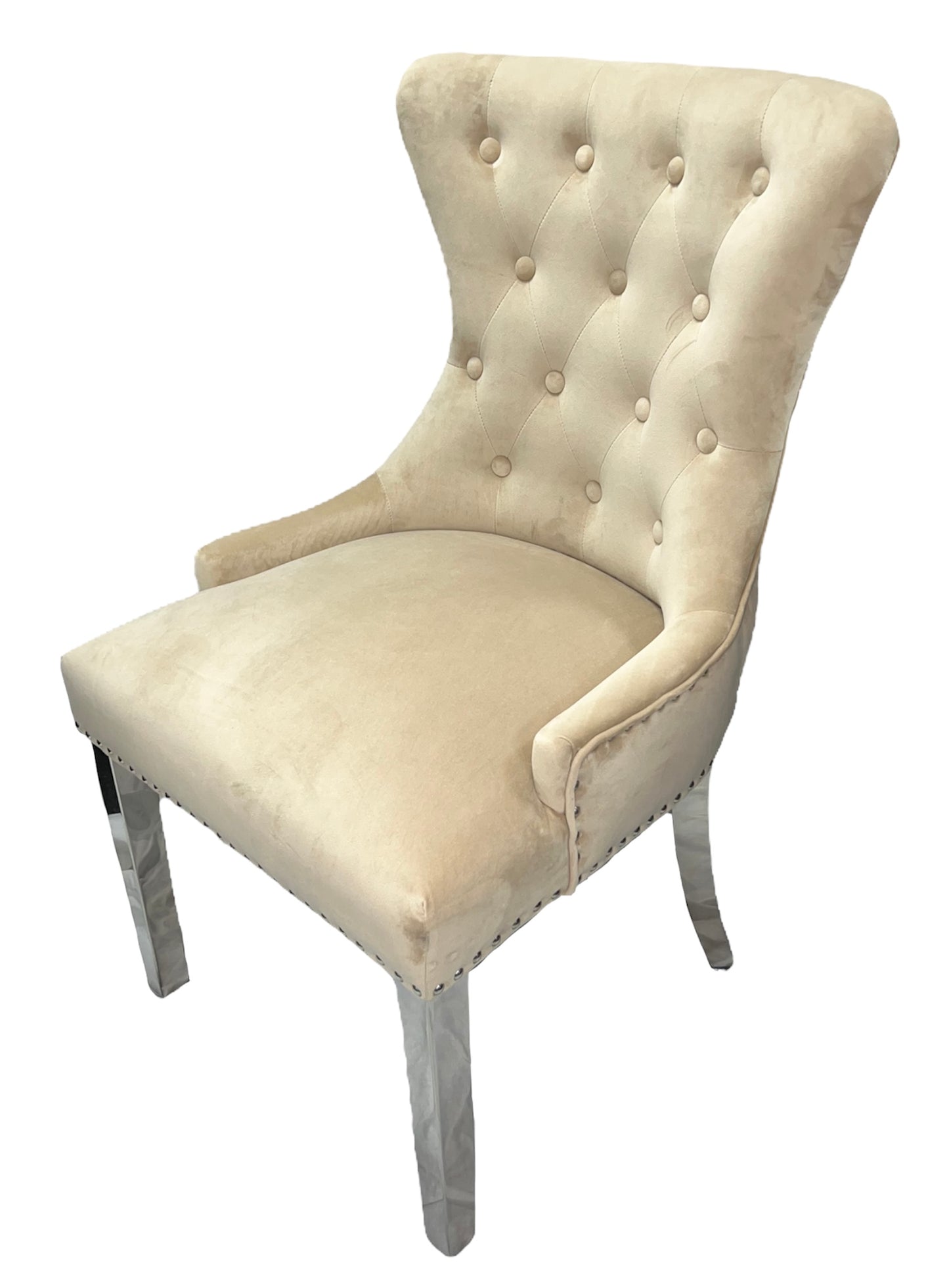 Chelsea Cream Chair (Ring Knocker/Chrome Legs)