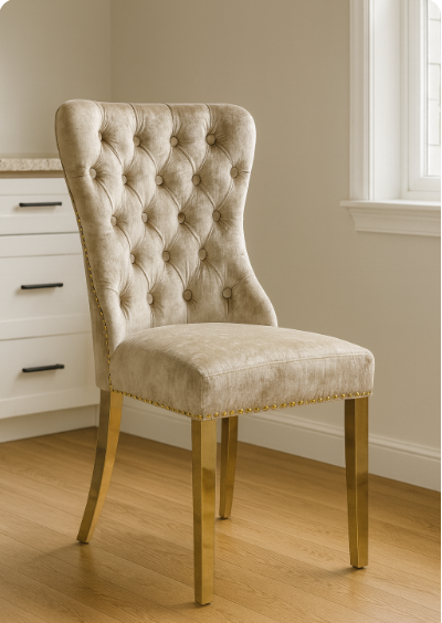 G-Lewis Mink Chair (Lion Knocker/Gold Legs)