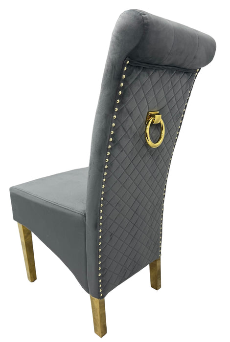 G-Lucy Dark Grey Chair (Ring Knocker/Gold Legs)