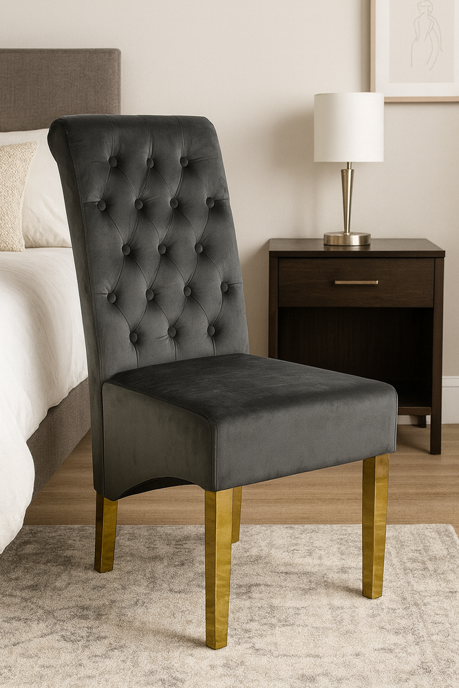 G-Lucy Dark Grey Chair (Ring Knocker/Gold Legs)