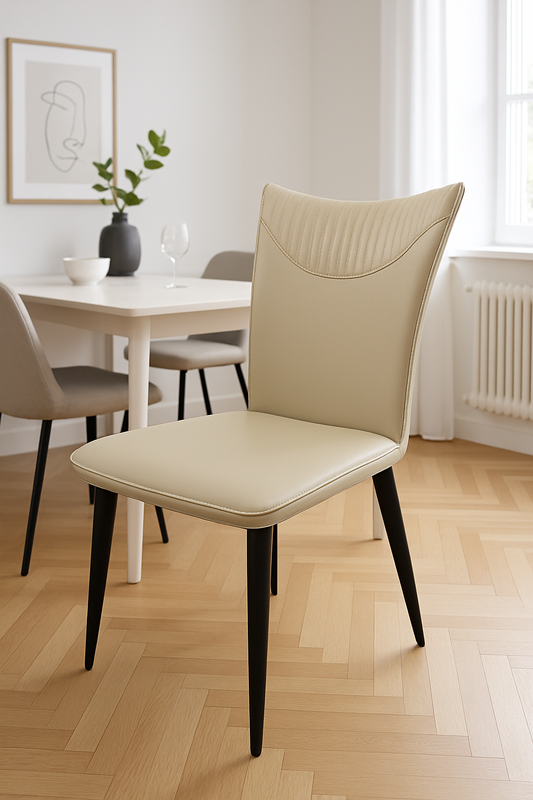 Venice 01 PU Light Grey Chair (Black Legs)