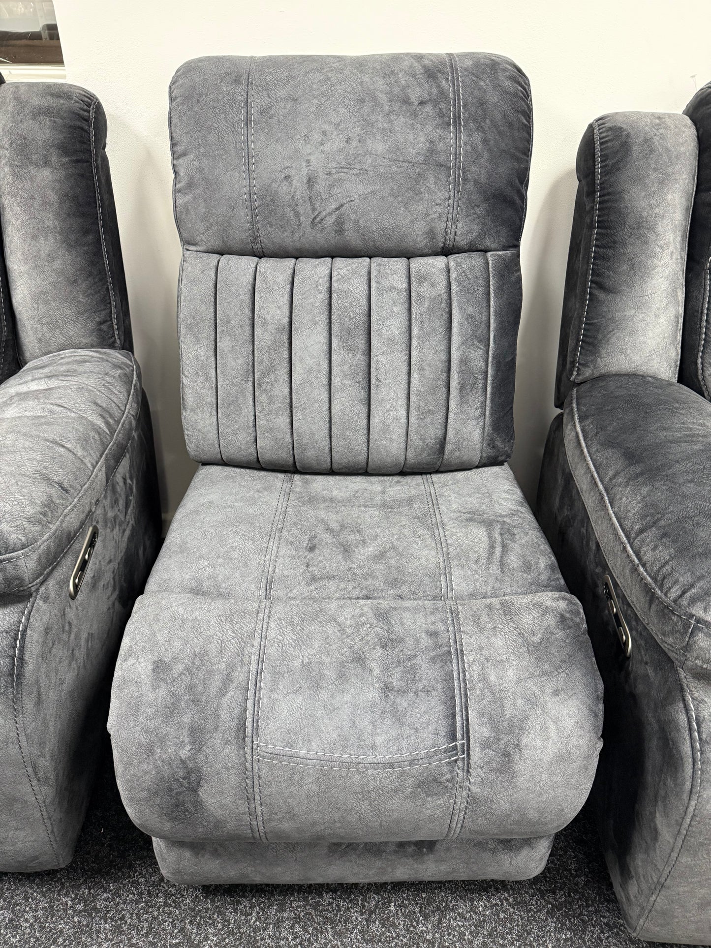 Rose Charcoal 2+1 Recliner Corner Sofa (Additional Consoles and Seats)