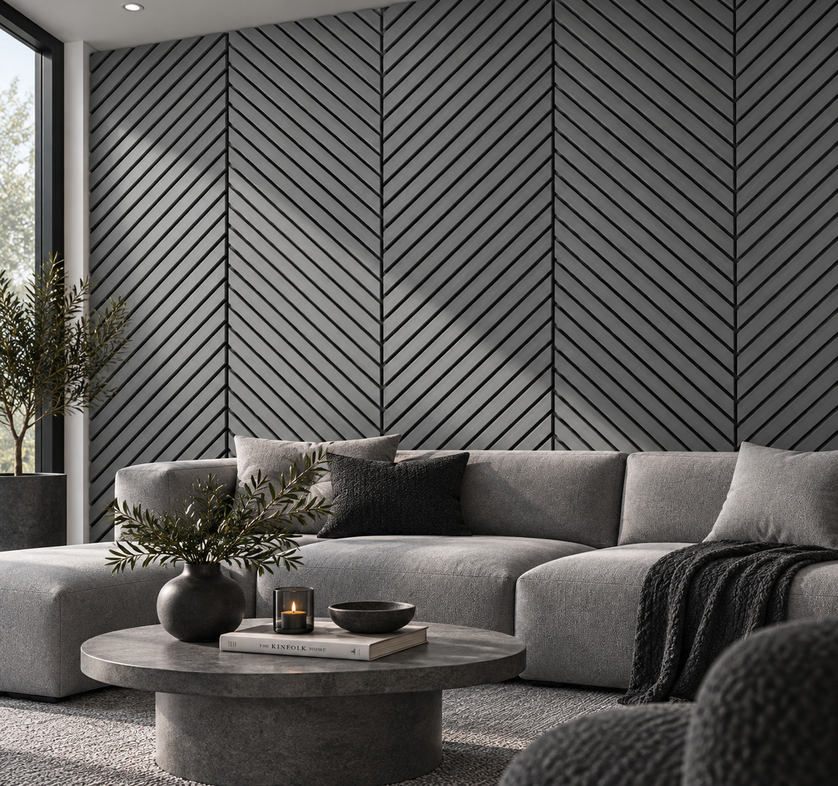 Wall Panel 15B - Light Grey - Acoustic - 240cm - (1 pack / 4pcs)