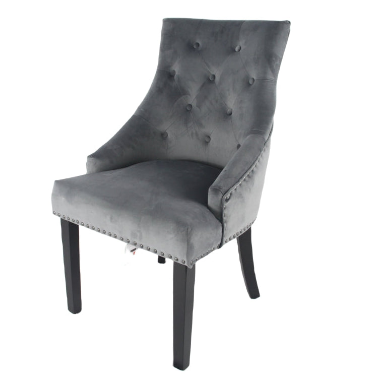 Cheshire Dark Grey Chair (Black Ring Knocker/Black Legs)