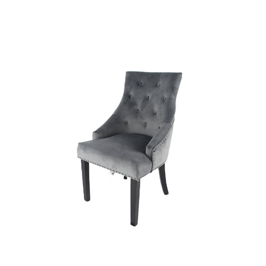 Cheshire Dark Grey Chair (Black Ring Knocker/Black Legs)