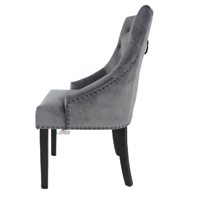 Cheshire Dark Grey Chair (Black Ring Knocker/Black Legs)
