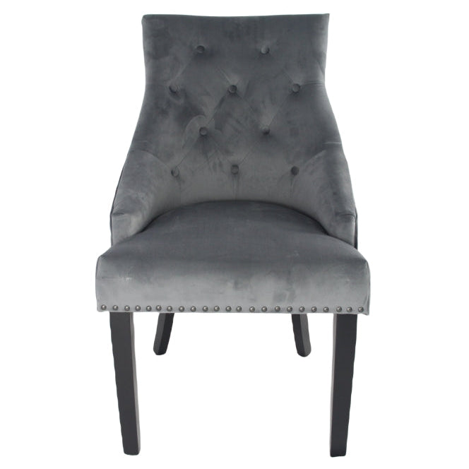 Cheshire Dark Grey Chair (Black Ring Knocker/Black Legs)