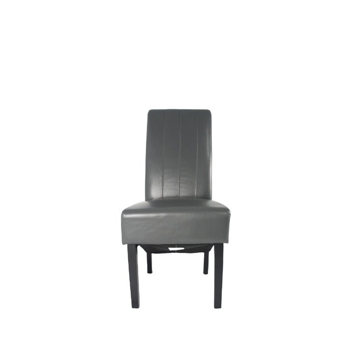 Lucy PU Dark Grey Chair (Black Wooden Legs)