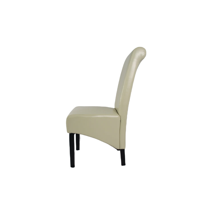Lucy PU Cream Chair (Black Wooden Legs)