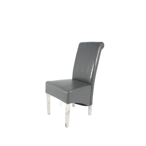 Lucy PU Dark Grey Chair (Chrome Legs)