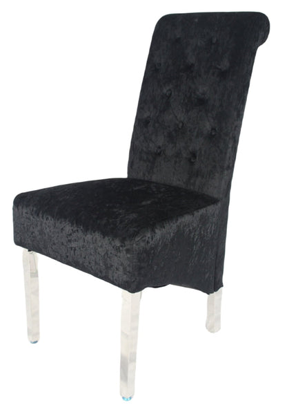 Lucy 01 Crushed Black Chair (Lion Knocker/Chrome Legs)