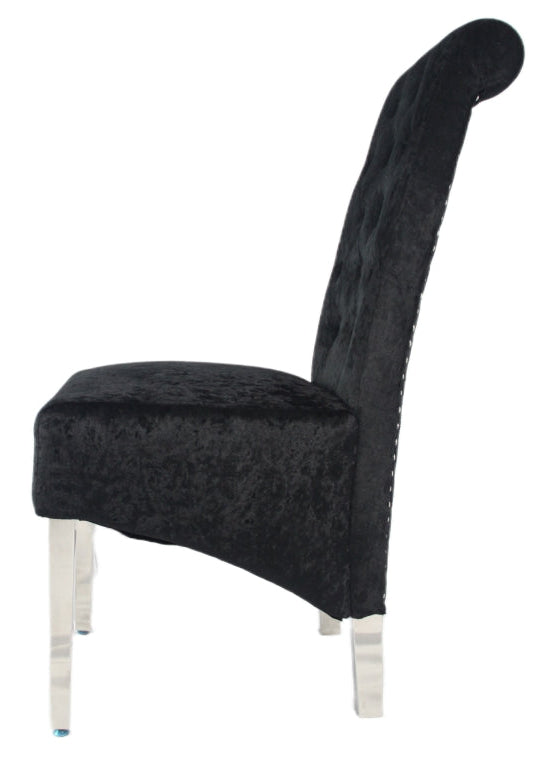 Lucy 01 Crushed Black Chair (Lion Knocker/Chrome Legs)