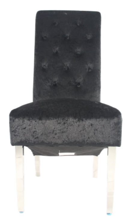 Lucy 01 Crushed Black Chair (Lion Knocker/Chrome Legs)