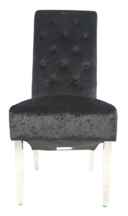 Lucy 01 Crushed Black Chair (Lion Knocker/Chrome Legs)