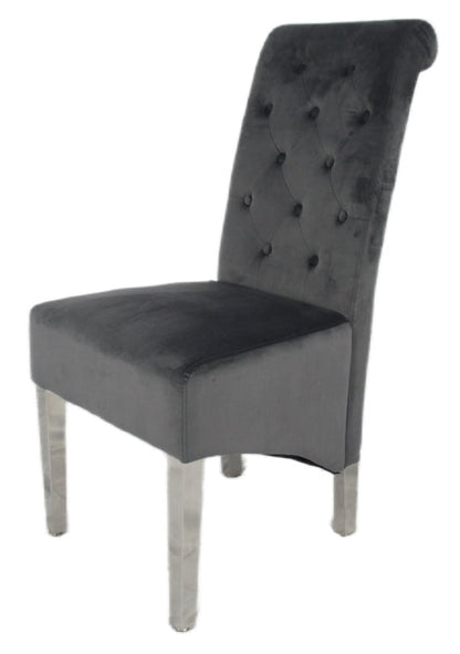 Lucy 01 Dark Grey Chair (Lion Knocker/Chrome Legs)