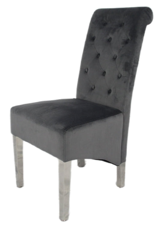 Lucy 01 Dark Grey Chair (Lion Knocker/Chrome Legs)
