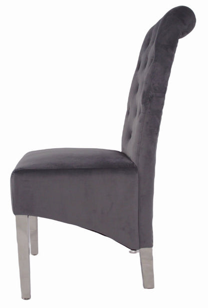 Lucy 01 Dark Grey Chair (Lion Knocker/Chrome Legs)
