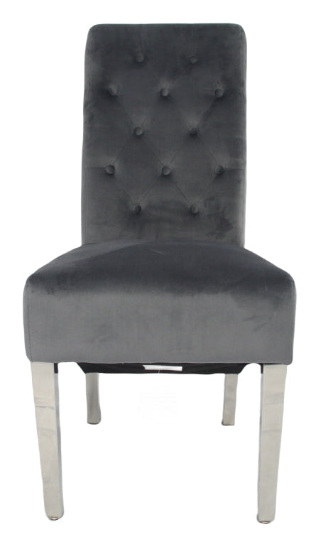 Lucy 01 Dark Grey Chair (Lion Knocker/Chrome Legs)