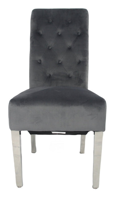 Lucy 01 Dark Grey Chair (Lion Knocker/Chrome Legs)