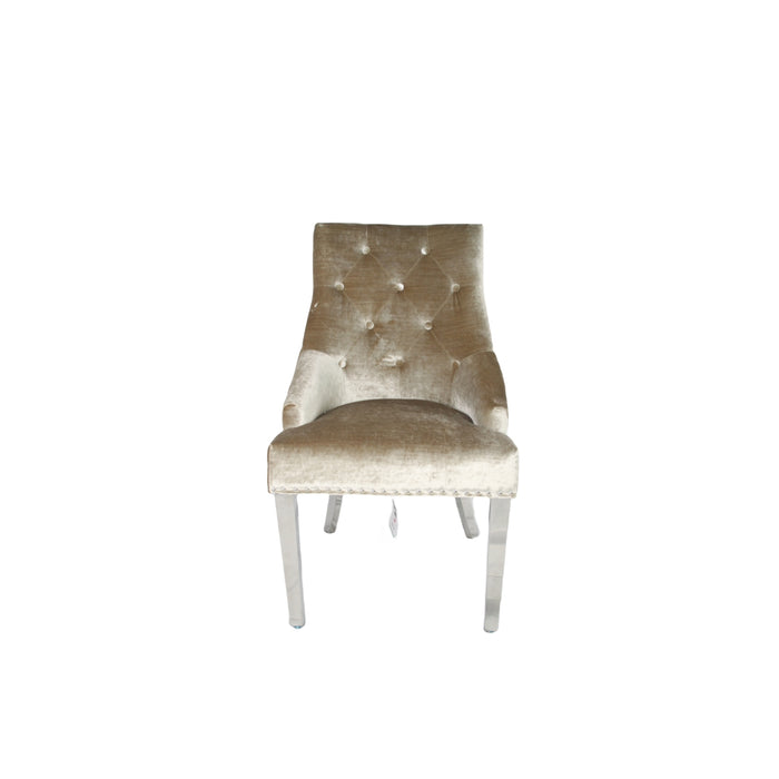 Jessica Mink Chair (Ring Knocker/Chrome Legs)