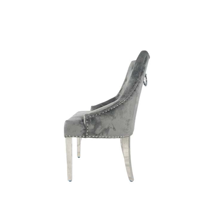 Jessica Dark Grey Chair (Ring Knocker/Chrome Legs)