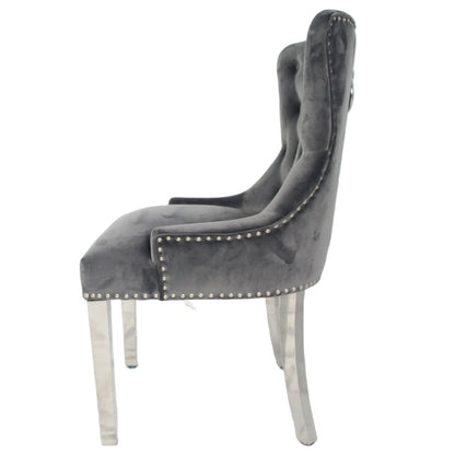 Chelsea Dark Grey Chair (Ring Knocker/Chrome Legs)