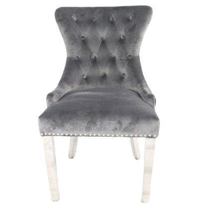Chelsea Dark Grey Chair (Ring Knocker/Chrome Legs)