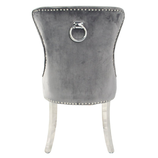 Chelsea Dark Grey Chair (Ring Knocker/Chrome Legs)