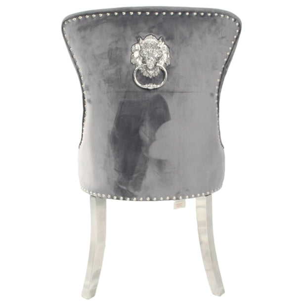Chelsea 01 Dark Grey Chair (Lion Knocker/Chrome Legs)