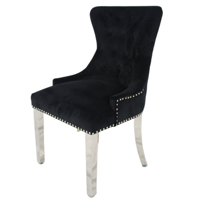 Chelsea Black Chair (Ring Knocker/Chrome Legs)
