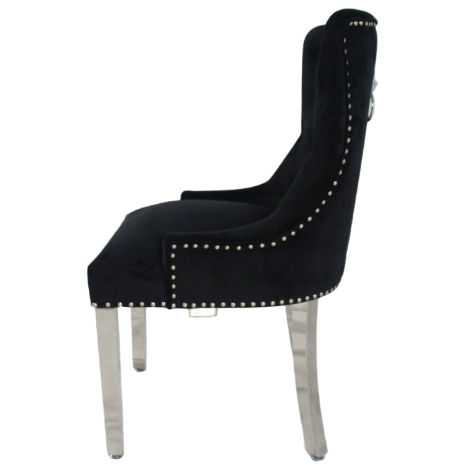 Chelsea Black Chair (Ring Knocker/Chrome Legs)