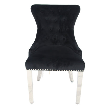 Chelsea 01 Black Chair (Lion Knocker/Chrome Legs)