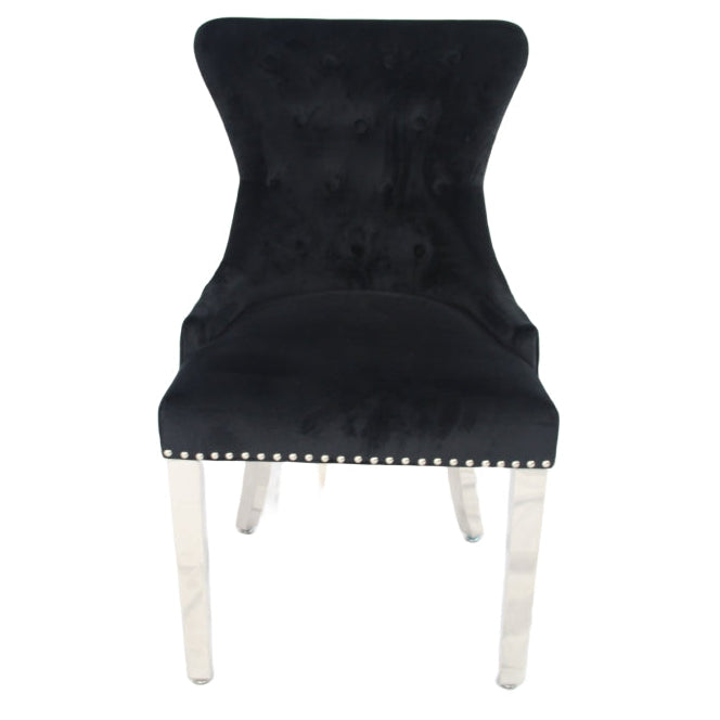 Chelsea Black Chair (Ring Knocker/Chrome Legs)